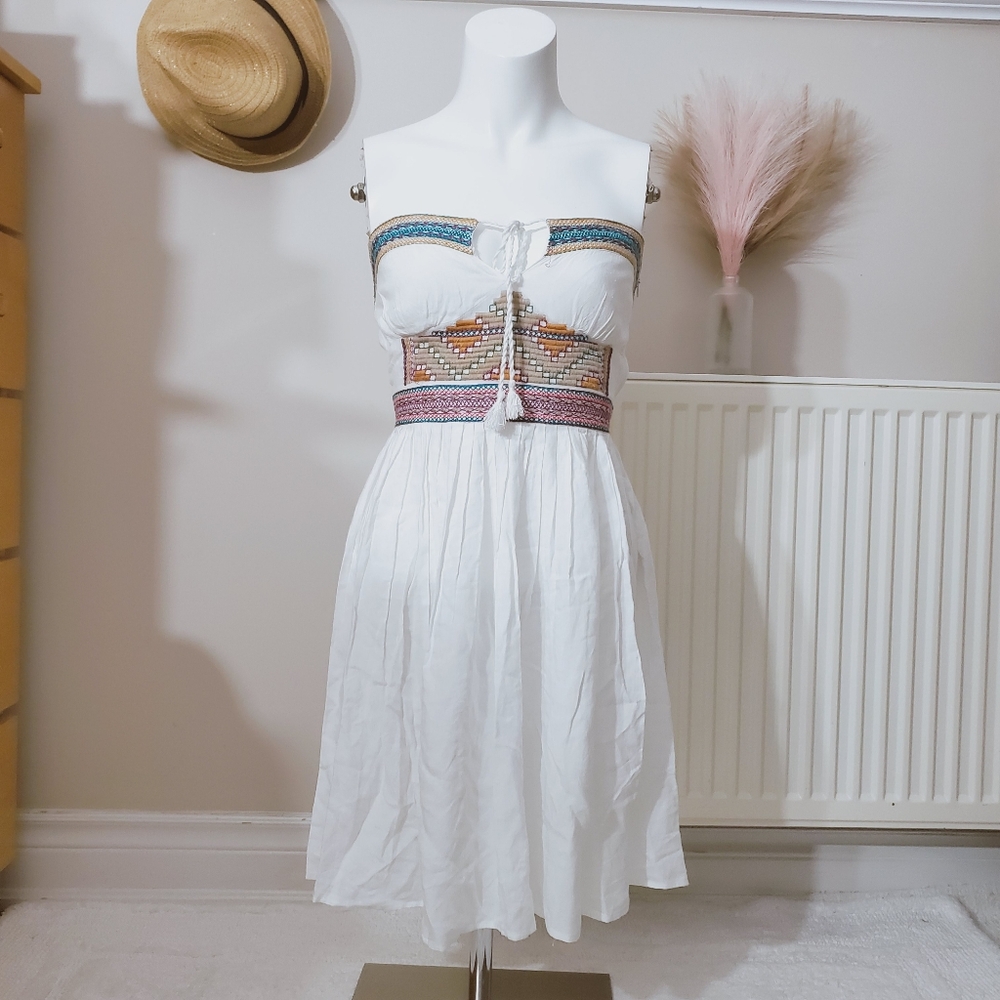 Vintage Boho Resort Strapless Peep Hole Dress
